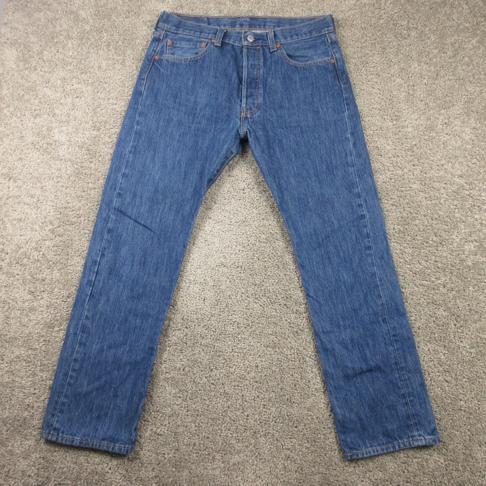 Levis Jeans Mens 33x30 Blue 501 Button Fly Original Straight Stone‎ Denim Pants